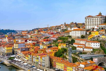 Fototapeta premium Porto cityscape, high-angle view of the Ribeira District, Portugal