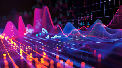 A colorful graph with a purple line that is the highest. The graph is a representation of data and the colors are used to represent different values.