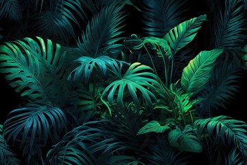 Fototapeta premium Big neon colored leaves
