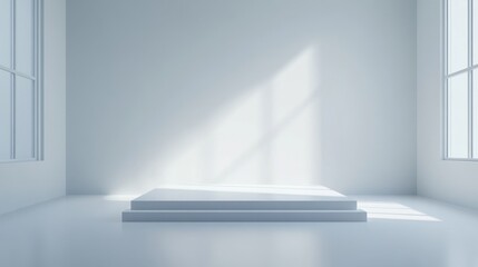 Fototapeta premium A white room with a white pedestal in the middle