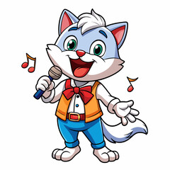 Singing cat art vector illustration