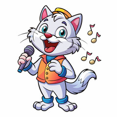 Singing cat art vector illustration