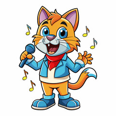 Singing cat art vector illustration