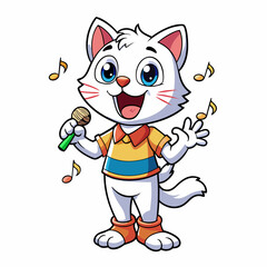 Singing cat art vector illustration