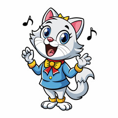 Singing cat art vector illustration