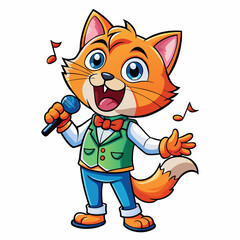 Singing cat art vector illustration