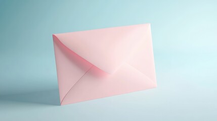 A pink envelope is sitting on a blue background