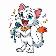 Singing cat art vector illustration
