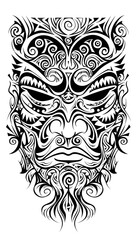 Maori Tribal Tattoo black and white illustration