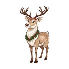 Festive Deer with Holiday Wreath