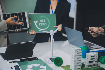 Carbon offset price report CO2 emission. Future growth Net zero waste in ESG ethical SME office...