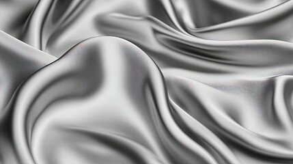 Obraz premium Close-up light gray satin fabric texture. Concept of gradient, luxury, fabric curve, fashion, fibers, and textiles. Wavy satin for texture background. Generative ai