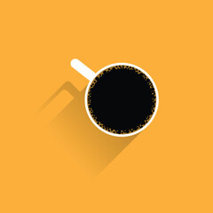 Cup of Coffee with Shadow Flat Style Top View. Drinks and beverages concept vector art