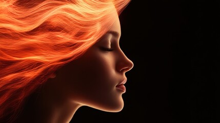 Fototapeta premium A woman with red hair and a black background