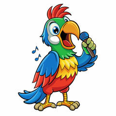 Singing parrot art vector illustration