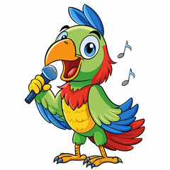 Singing parrot art vector illustration