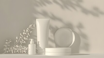 3d render of blank cosmetics skincare product or packaging for mock up. Beauty soap and spa concept. Lotion oil moisture for skin health. Premium and luxury design for branding