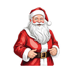Cheerful Santa Claus with White Beard and Red Suit