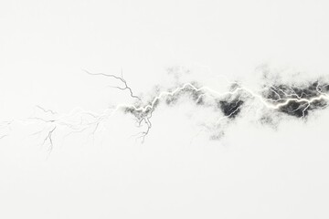 Fototapeta premium A stunning abstract image of lightning cutting through a cloudy sky. The bright bolts contrast with soft shades. This piece captures energy and chaos. Generative AI