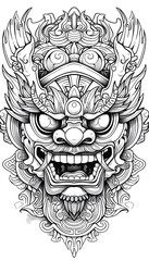 Shikami Mask black and white illustration