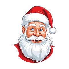 Happy Santa Claus Headshot with Red Hat and White Beard