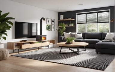 Fototapeta premium Model interior design of living room (3D Render)