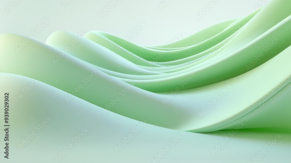 Wall mural a green wave with a white background