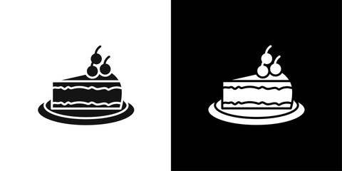 Cheesecake icon flat line symbol set.