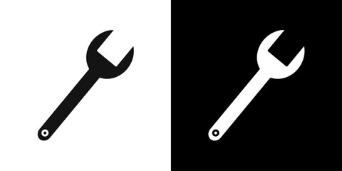 Wrench icon flat line symbol set.