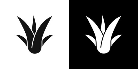 Aloe vera icon flat line symbol set.