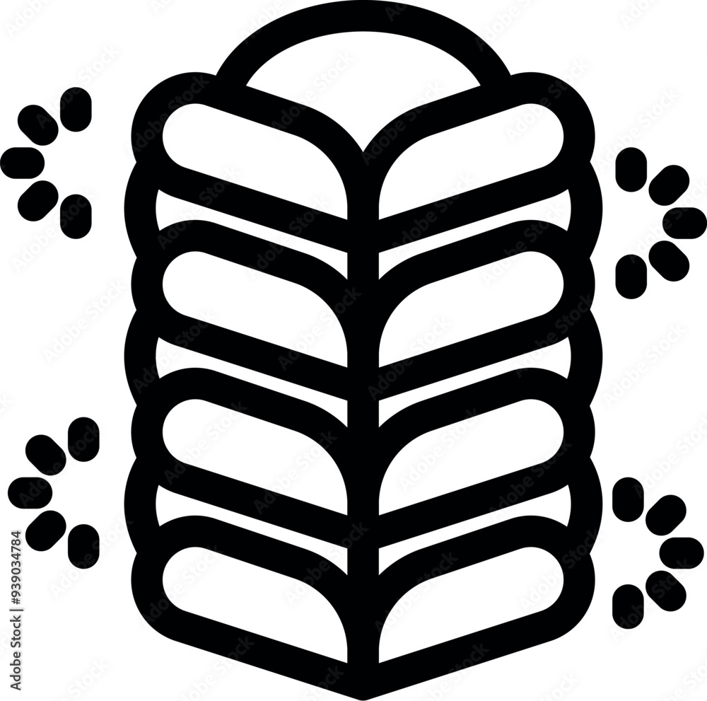 Poster minimalist data storage icon with dots moving around it, representing information processing