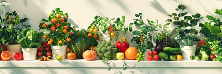 Homegrown Harvest: A balcony garden overflowing with vegetables and fruits, showcasing the rewards of cultivating fresh produce in an urban setting.