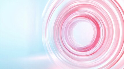 A pink and white circle with a blue background