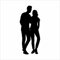 Silhouette of a couple of lovers