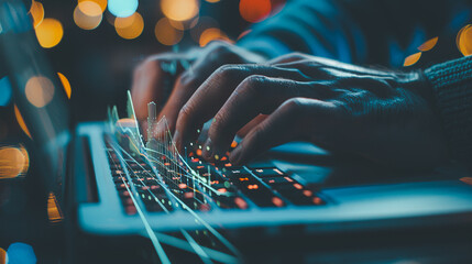 Businessman Strategically Analyzing Stock Market Trends and Interest Rates on a Computer, Focusing on Financial Growth Planning and Business Strategy for Investment Success.