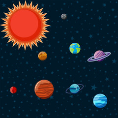 Fototapeta premium Colorful Solar System Planets Illustration for Kids