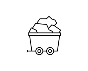 Coal trolley icon vector symbol design illustration