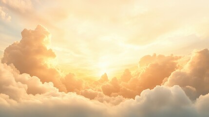 The sky is filled with clouds and the sun is shining brightly