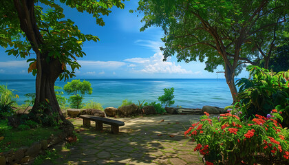 Nature's Harmony: Breathtaking Sea Beach Garden HD Wallpapers