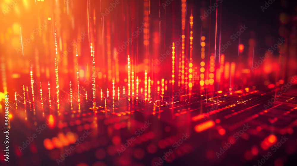 Aufkleber a colorful, abstract background with red and orange squares and circles. the background is filled wi