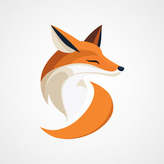 Vector red fox logo isolated. Simple, modern design, unique  elegant mascot.