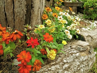 Colorful flowers in the garden