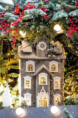 The new year is 2025. Christmas decorations and toys on the streets of the city. Christmas holidays, winter New Year decor in the center of Moscow.