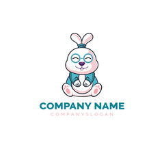 cute bunny logo design, vector logo design, illustration