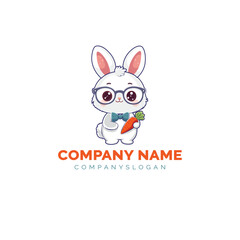 cute bunny logo design, vector logo design, illustration