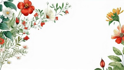 Fototapeta premium spring flowers frame