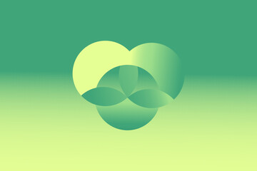 a green and yellow background with a heart shape