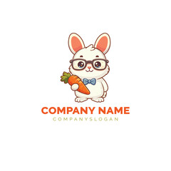 cute bunny logo design, vector logo design, illustration