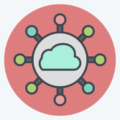 Fototapeta premium Icon Cloud Network. related to Network symbol. color mate style. simple illustration
