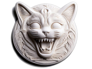 3d illustration Dangerous cat face logo isolated on transparency background PNG